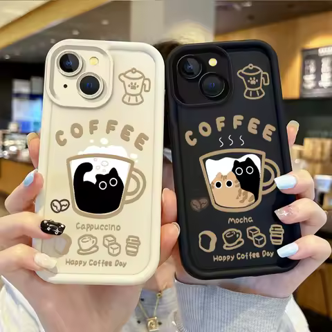 Cute Popular Coffee Cat Phone Case for Oppo Realme C75 C65 C63 C67 C55 C53 C35 C33 C31 13 12 11 GT6 