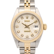 【二手】ROLEXDatejust 10P 鑲鑽腕錶，T 字頭序號，69173G，SIL/海軍藍/NP，K18（黃金）腕錶殼，Datejust 10P 鑲鑽腕錶，T 字頭序號，女士腕錶殼，Dateju