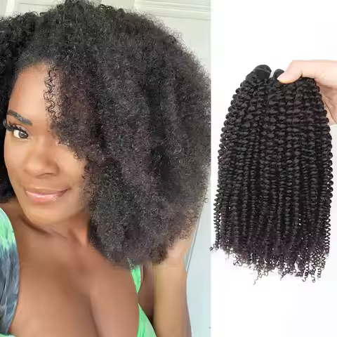 YVONNE 4B 4C Kinky Coily Virgin Hair 3 Bundles Brazilian Hair Weave Bundles 100% Human Hair Natural 