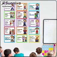 15x English Classroom Rules Educational Posters Children Bright Colors Easy Installation Home Classr