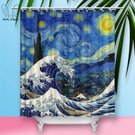 Japanese Ukiyoe Van Gogh Starry Sky Shower Curtain for Bathroom Window Waterproof Fabric Polyester w