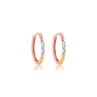 SK Jewellery Tricolour Sparkling Hoop 14K Gold Loca Earrings