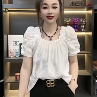 Aiyiyi Short-Sleeved Shirt Solid Color Loose S-4XL Summer Versatile Western Style T-Shirt Covering F