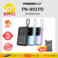 [3C Certified] Pineng Original PN-892 PD (20000mAh) PD 22.5W | Built-In Dual-Cable | LED Digital Dis