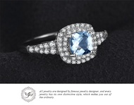 Cincin Natural Aquamarine - Berbahan silver dan campuran emas putih