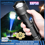 COD LED Flashlight Paket / Paket Senter LED High Power XHP P50  900000 Lumens USB Rechargeable/Lampu