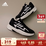 adidas「波波鞋」OZWAVE厚底休闲老爹鞋男女阿迪达斯官方轻运动 黑色/白色 42(260mm)