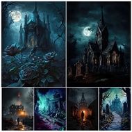 Creepy Haunted House Vintage Wall Art Canvas Painting The House Of Evil Spirits Art Poster Print Hor