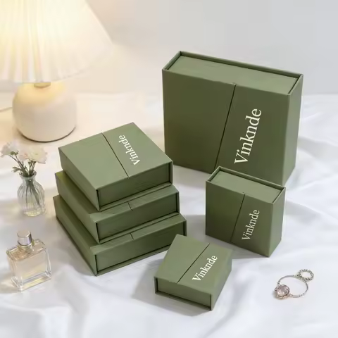 20Pcs Custom Luxury Necklace Earring Ring Jewlery Gift Box Double Open Door Jewellery Case Green Mag