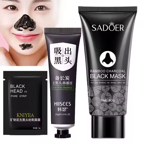 Deep Cleansing Black Mask Bamboo Charcoal Blackhead Remover Face Mask Skin Care 60g/20g/2g Peal-off 