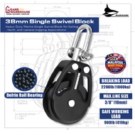 BLUESHARK 2250 38MM Single Swivel Block Marine Pulley Sailing Boat Yacht Rigging Hardware