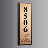 Vertical Premium Unit Number Signage | Style Bronze Door Plate, No Drill Self-Adhesive for Singapore