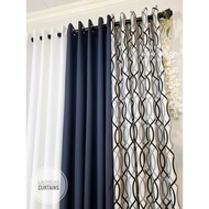 NON BLOCKOUT Curtain Salsa Wave Gray - Charcoal Nude Color Combi Modern Home Curtains 5-9FT 1