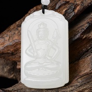 天然新疆和田玉羊脂玉虛空藏菩薩吊墜 生肖牛和虎的守護神本命佛