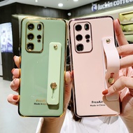 Case OPPO A15 A15s A54 A74 A94 A53 A31 A5 A9 2020 A52 A92 A12 A12E A57 2022 A3S A5S A7 A83 A77 F3 6D With handle plating Soft shell shockproof phone case