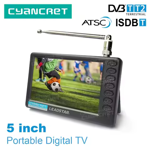 LEADSTAR D5 Portable TV Pocket TV 5 Inch DVB-T2 ATSC ISDB-T TDT DTT Digital and Analog Mini Small Ca