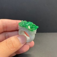 瀚玉珠寶 天然A貨翡翠 老坑綠翡翠戒指 緬甸玉戒指 玉戒 白底青戒