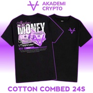 ACADEMI CRYPTO MONEY BUY HAPPINESS T-SHIRT PREMIUM 24S COMBED COTTON/ BLACK/ UNISEX/ FOR MEN AND WOM