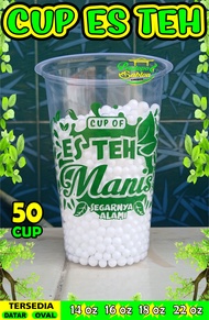 gelas cup plastik 14oz 16oz 18oz 22oz MOTIF cup of tea / teh poci / cup es teh  / sedotan boba bubbl