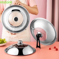 INSTORE Stainless Steel Visible Pot Lid, Anti-scalding Black Plastic Knob Wok Cover, Kitchen Accessories Heat Resistant Universal 28/30/32/34/36/38CM Frying Pan Lid Restaurant