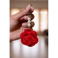 Fuzzy wire Keychain Rose Flower
