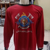 MERAH RED FIREFIGHTER PAD T-Shirt | Red long-sleeved DAMKAR shooter t-shirt | Red adult firefighter 