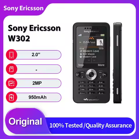 Unlocked Original Sony Ericsson W302 Bluetooth Mobile Phone 2G 950mAh 2.0 inches 2MP