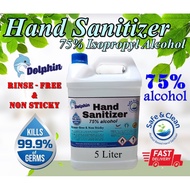 Hand Sanitizer 75% Alcohol 5L 免洗消毒液 Cecair Sanitasi Tangan Dolphin READY STOCK 5 Liter