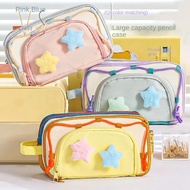 VINTAGESHOPPE Y2K Star Stationery Bag, Desktop Storage 7 Multilayer Korean Pencil Case, Sweet Large 
