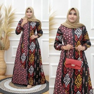 Gamis Batik Wanita / Gamis Batik Jumbo / Gamis Batik Kombinasi Polos