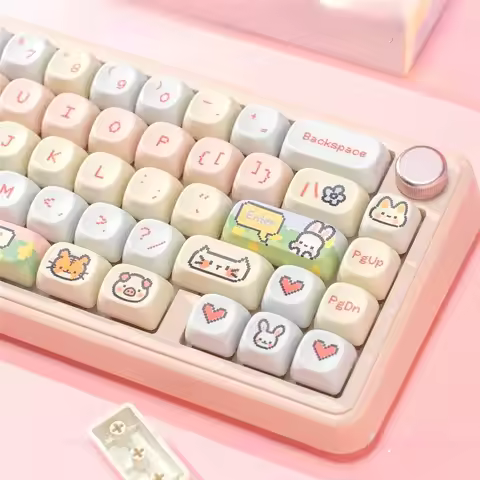 MOA Pixel Park Cute Keychain Kit PBT 114 Key Suitable for 60/64/84/98/108 Personalized Mechanical Ke