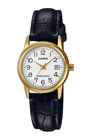 Casio Standard นาฬิกาข้อมือผู้หญิง สายหนังแท้ รุ่น LTP-V002GL,LTP-V002GL-7B2,LTP-V002GL-7B2UDF ( CMG ) - สีทอง