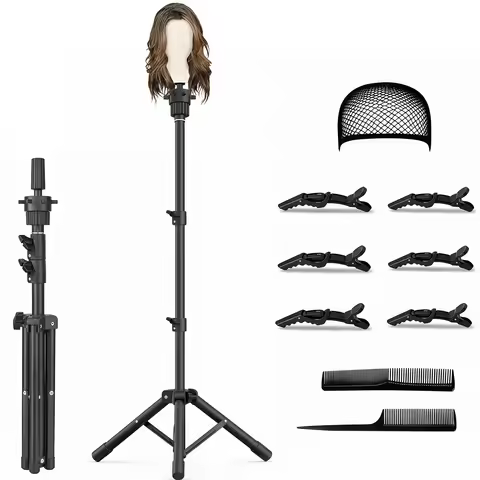 59 Inch Foldable Wig Stand Tripod, Adjustable Metal Mannequin Head Stand Without Mannequin Head, Hea
