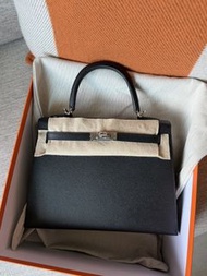 Hermes Kelly 25 ck89 黑銀 Epsom G