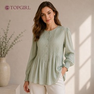 TOPGIRL Amelia Blouse With Full Button Blouse Pleated Design Blouse Minimalist Plus Size Plain Blous