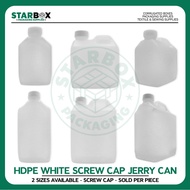 STARBOX (Sold per Piece) White HDPE Plastic Jerry Can with Screw Cap - 500ml & 1L Storage Container