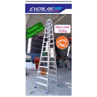Heavy Duty 14 Steps Double Sided Aluminium Ladder # Everlas # Strongman (Nietz) # Sumo King