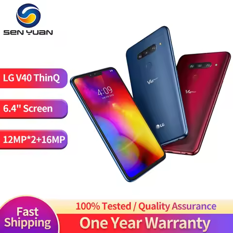 Original LG V40 ThinQ 4G LTE Mobile Phone 6.4'' 6GB RAM 64GB/128GB ROM 16MP Single/Dual SIM Fingerpr