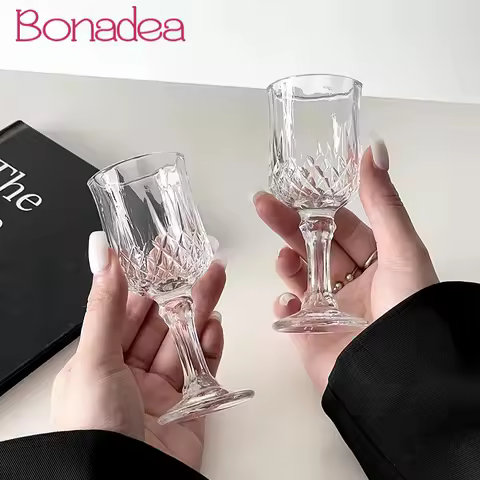European Style Diamond Glass Cup Shot Glasses Cups Retro Mini Tall White Wine Glass Wine Shot Glasse