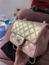 Chanel mini classic flap  21k 珠光粉紅
