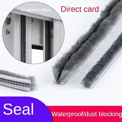10M Sealing Brush Strip Aluminium Alloy Door Window Soundproof Weather Stripping Seal for Dustproof 