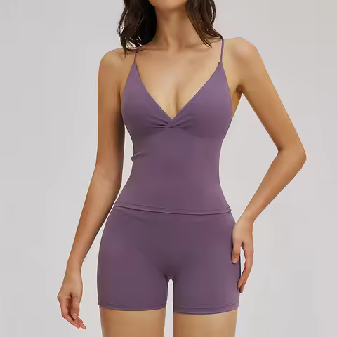2 Pieces Set For Woman Women's Tracksuit Slim Fit Solid Color Yoga Bra Shorts Fitness Sets Sportswea