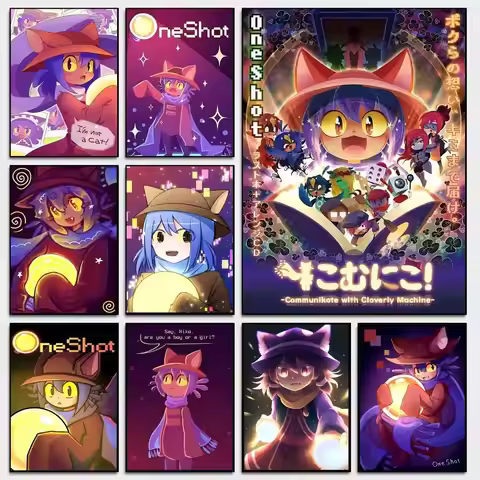 Anime Niko Oneshot Vintage Posters Sticky Retro Kraft Paper Sticker DIY Room Bar Cafe Kawaii Room De