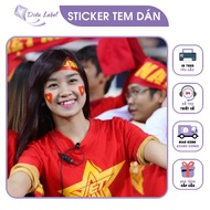 Vietnam flag cheek Sticker, National flag Sticker, Red flag cheek decal Sticker with yellow star, wa