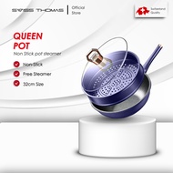 Swiss Thomas Household Queen Nonstick Pot Steamer, Frying Pan Pot with Steamer Tray (32") Periuk per