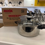 MAXIM Modesto Stainless Dutch Oven Pan 18 cm Glass Lid