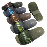 Luofu Imported Men's 3-Sided Striped Rubber Slip-On Sandals F1162-BRE70 (AG5)