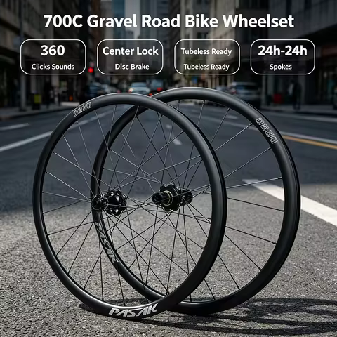 Pasak 700c Gravel Road Bike Wheelset 24h Tubeless Ready Center Lock Disc Brake 360 Clicks Sounds 12s