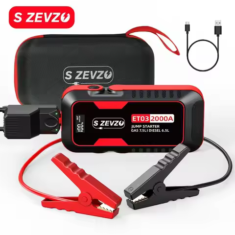 S ZEVZO Car Jump Starter 2000A Jump Starter Battery Pack for Up to 7.5L Gas and 6.5L Diesel Engines 