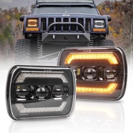 2 Pcs 65W Square 7x6 5x7 Inch LED Headlights for -Jeep -Wrangler YJ Cherokee XJ Toyota GMC Trucks H6